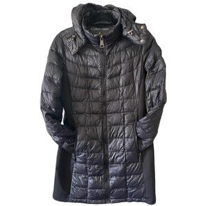 Calvin Klein Quilted Hooded feathered Puffer Jacket Coat